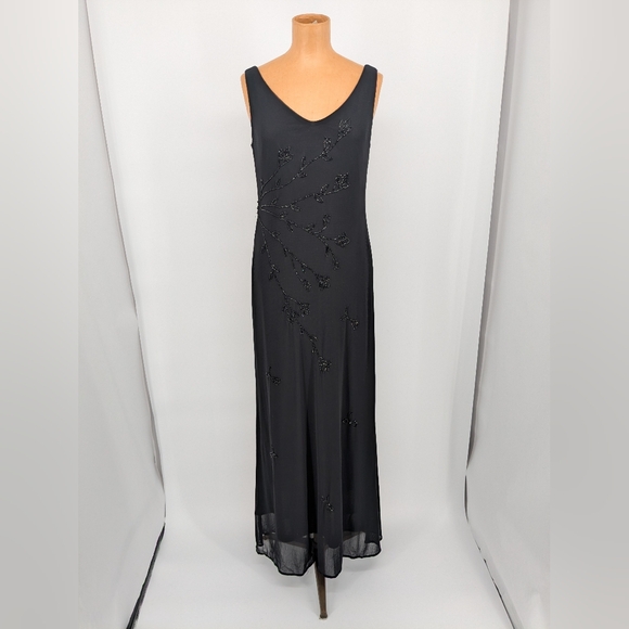 Stenay Dresses & Skirts - Vintage Y2K Stenay Mesh Beaded Black Evening Dress Size Large Cocktail Formal